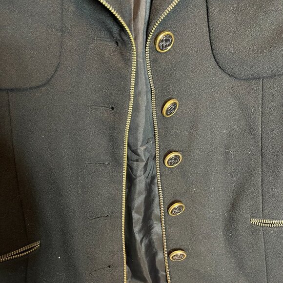 Focus 2000 Vintage Women Wool Steampunk Tailored Fit Button Front Blazer 4P - Picture 6 of 11